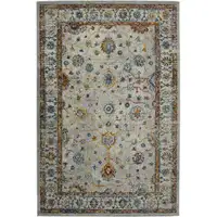 Photo of 2' x 3' Orange and Ivory Floral Power Loom Area Rug