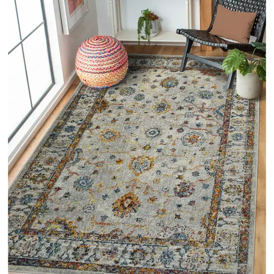 2' x 3' Orange and Ivory Floral Power Loom Area Rug Photo 7