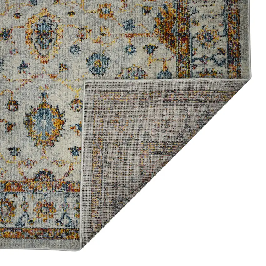 5' x 7' Orange and Ivory Floral Power Loom Area Rug Photo 2