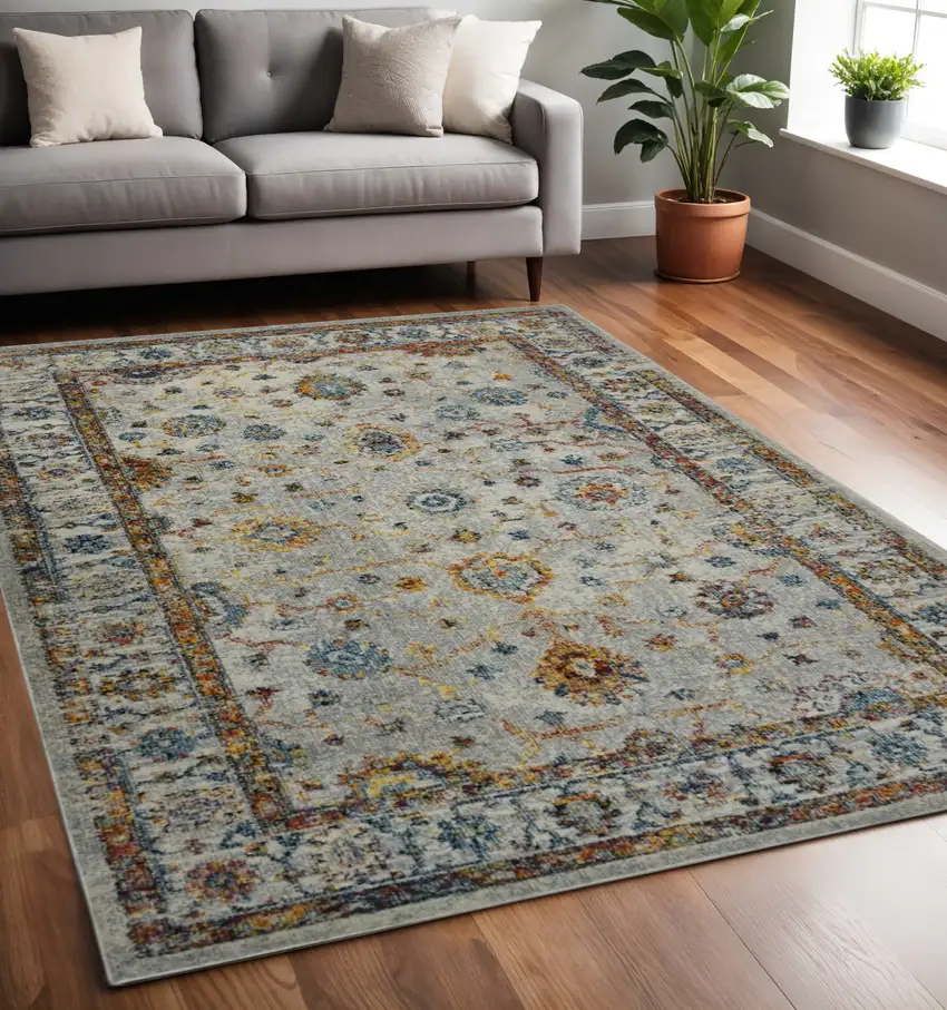 Gray Rust And Blue Area Rug Photo 1