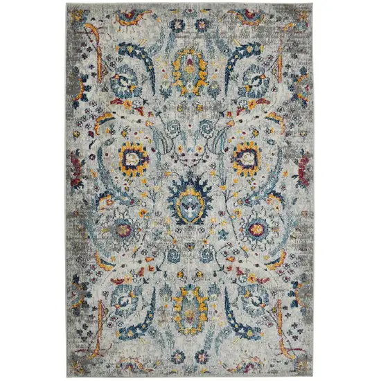 2' x 3' Orange and Ivory Floral Power Loom Area Rug Photo 1