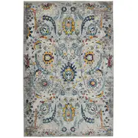 Photo of 2' x 3' Orange and Ivory Floral Power Loom Area Rug