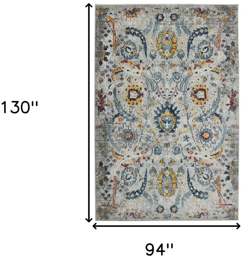 8' x 11' Orange and Ivory Floral Power Loom Area Rug Photo 8
