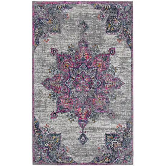 Pink Gray And Blue Area Rug Photo 2