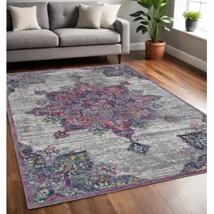 Photo of 5' x 7' Pink Medallion Power Loom Area Rug