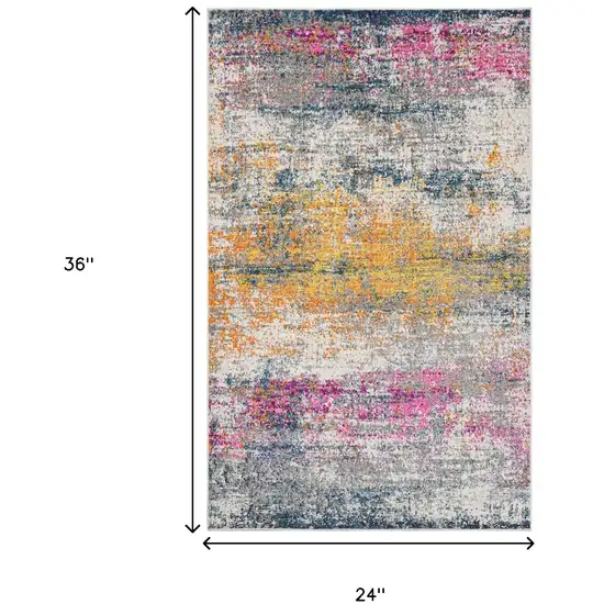 2' x 3' Pink and Orange Abstract Power Loom Area Rug Photo 7