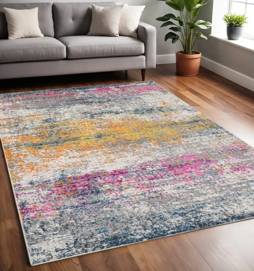 Orange Pink And Gray Area Rug Photo 1
