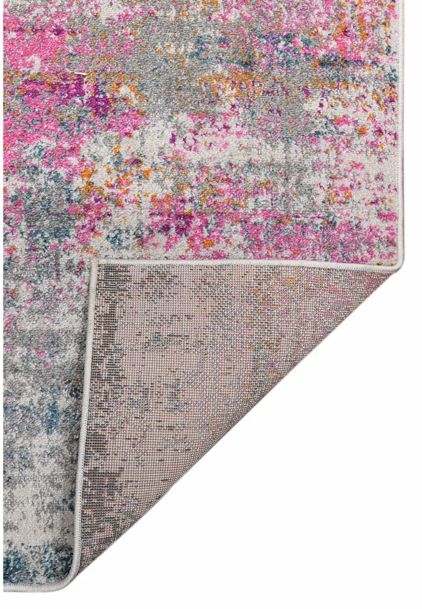 8' x 11' Pink and Orange Abstract Power Loom Area Rug Photo 3