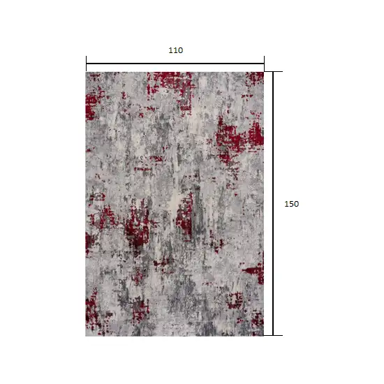 9' x 13' Red and Gray Modern Abstract Area Rug Photo 3