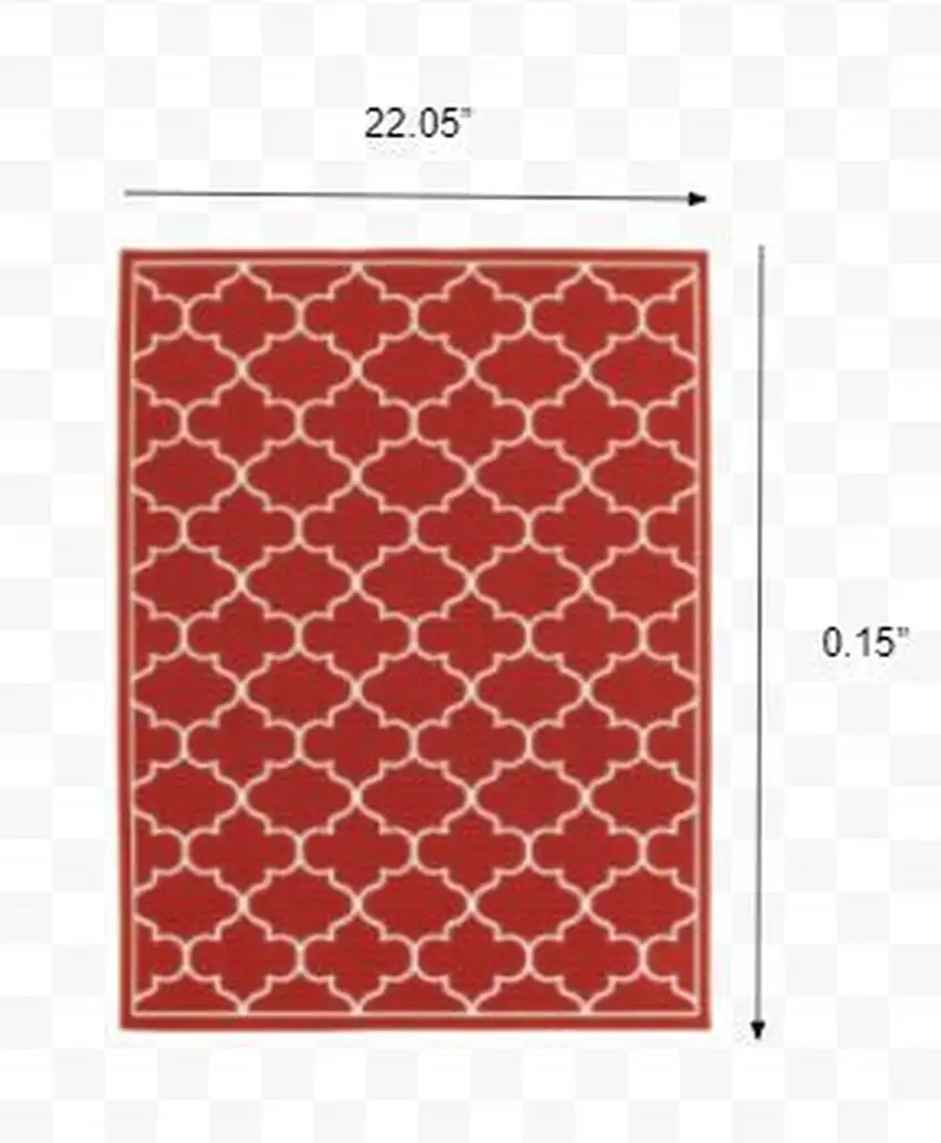 2'x3' Red and Ivory Trellis Indoor Outdoor Scatter Rug Photo 3