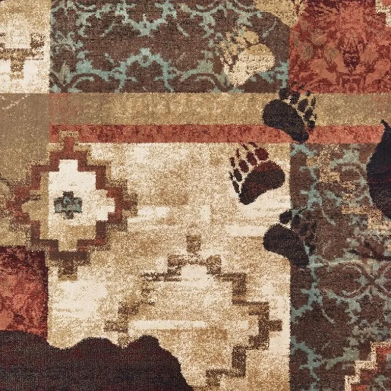 4'x6' Rustic Brown Animal Lodge Area Rug Photo 5