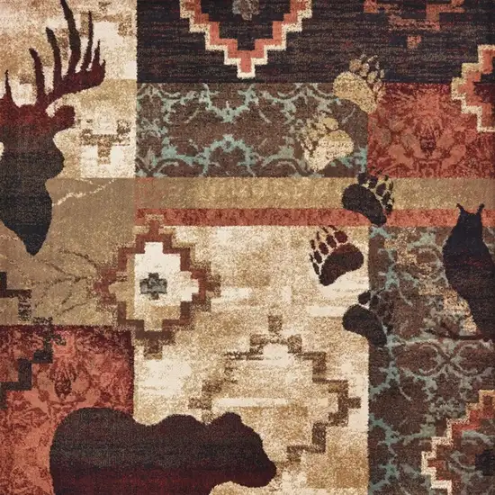 5'x7' Rustic Brown Animal Lodge Area Rug Photo 5
