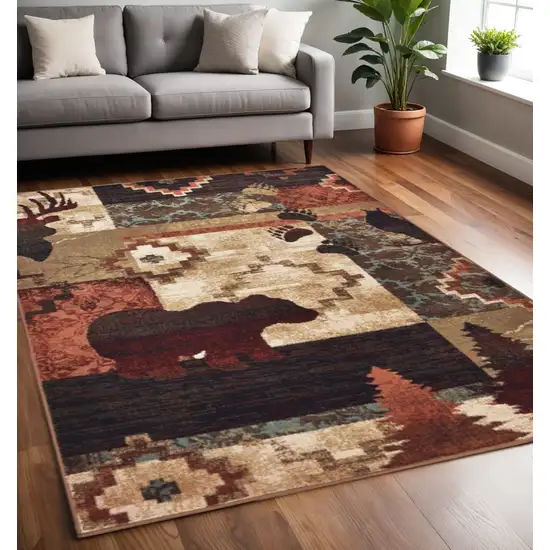 Rustic Brown Animal Lodge Area Rug Photo 1