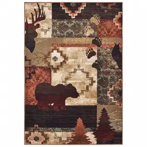 Photo of 5'x7' Rustic Brown Animal Lodge Area Rug