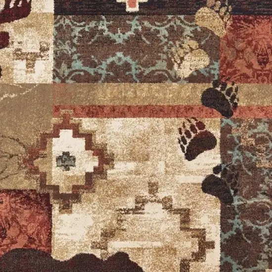 5'x7' Rustic Brown Animal Lodge Area Rug Photo 4
