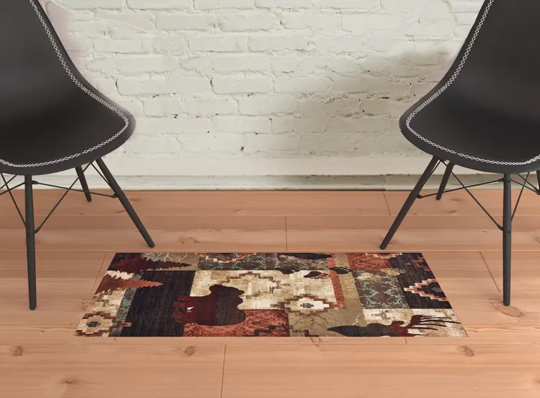 2'x3' Rustic Brown Animal Lodge Scatter Rug Photo 4