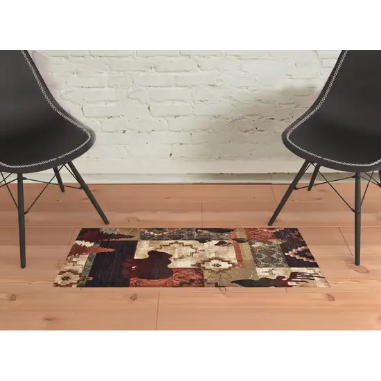 2'x3' Rustic Brown Animal Lodge Scatter Rug Photo 5