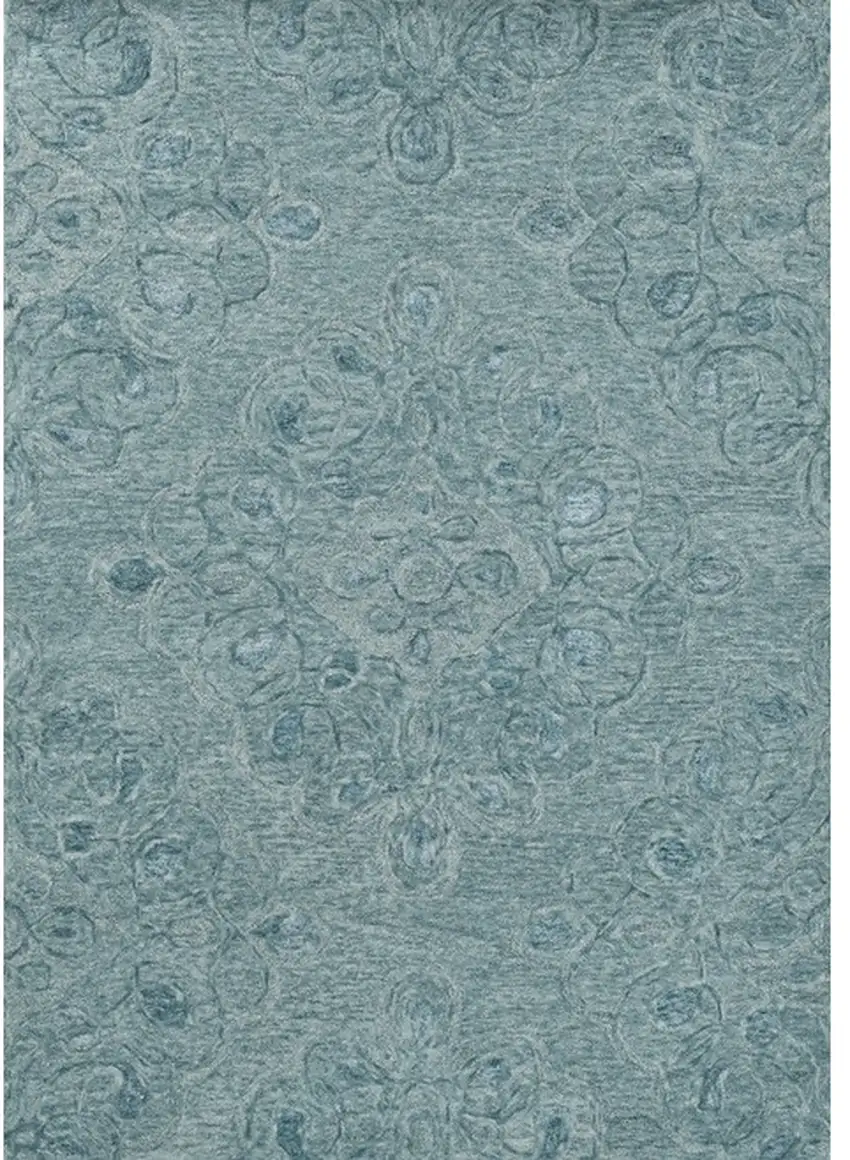 9'X12' Seafoam Blue Hand Tufted Floral Indoor Area Rug Photo 2