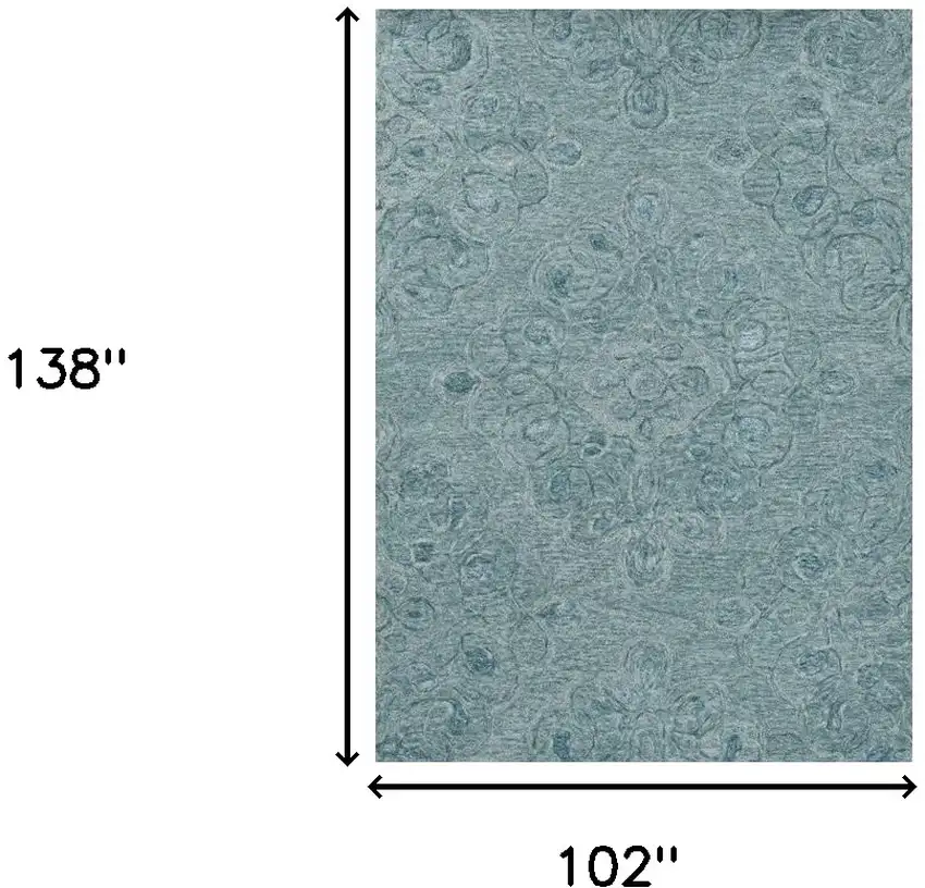 9'X12' Seafoam Blue Hand Tufted Floral Indoor Area Rug Photo 3