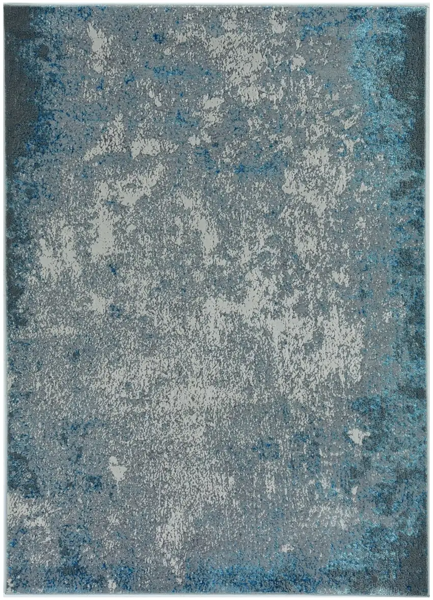 Silver Blue Machine Woven Abstract Smudge Indoor Area Rug Photo 2