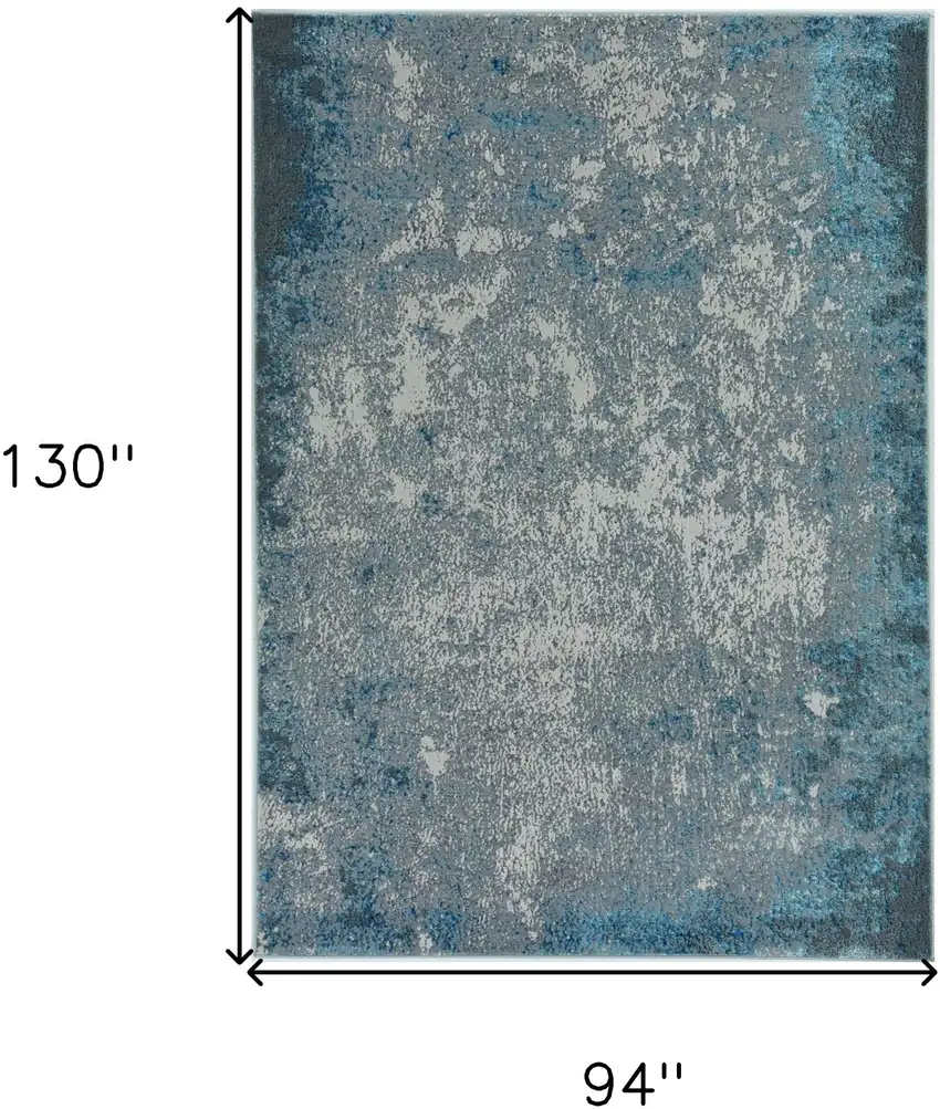 Blue and Silver Abstract Area Rug Photo 3