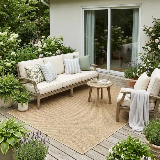 Beige Indoor Outdoor Area Rug Photo 1