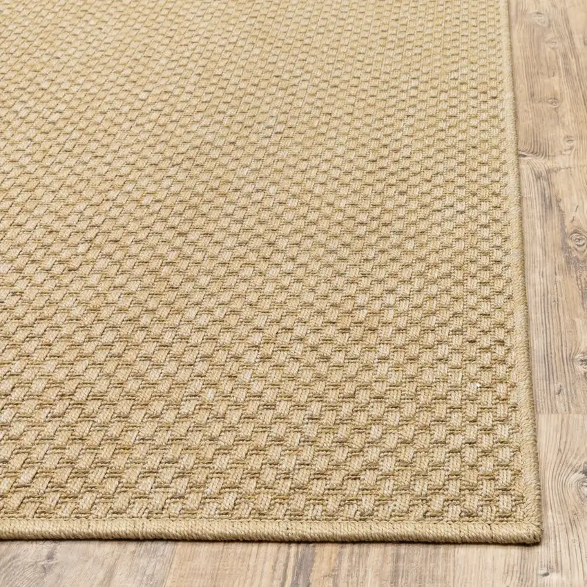 8'x11' Solid Sand Beige Indoor Outdoor Area Rug Photo 9
