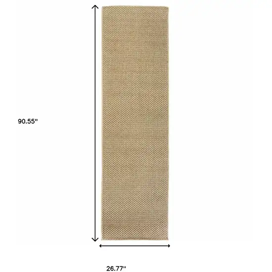 8' Beige Indoor Outdoor Runner Rug Photo 3