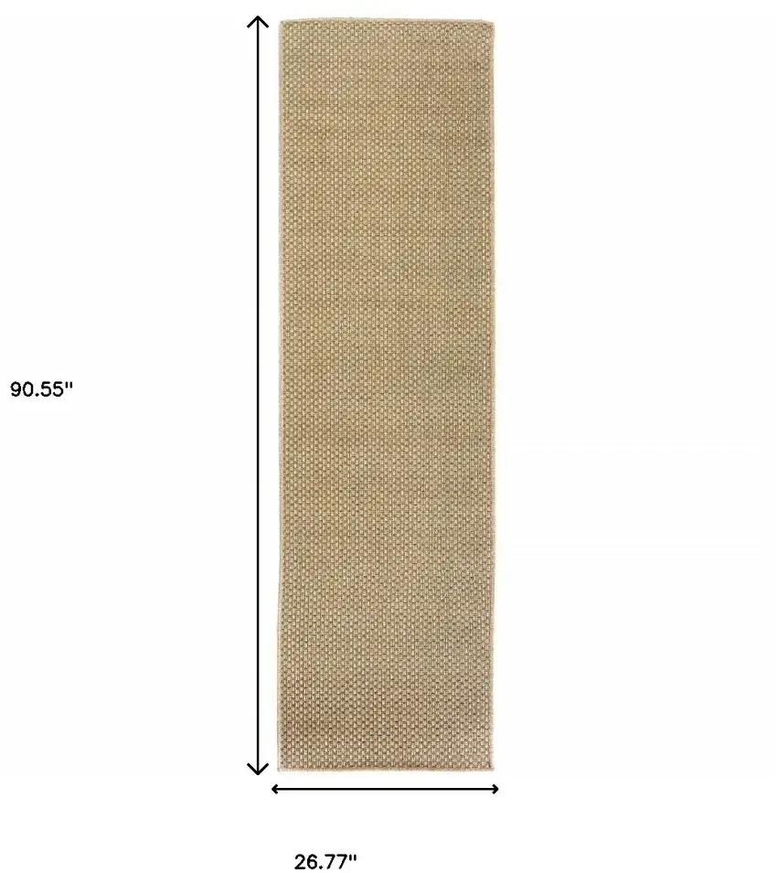 8' Beige Indoor Outdoor Runner Rug Photo 3