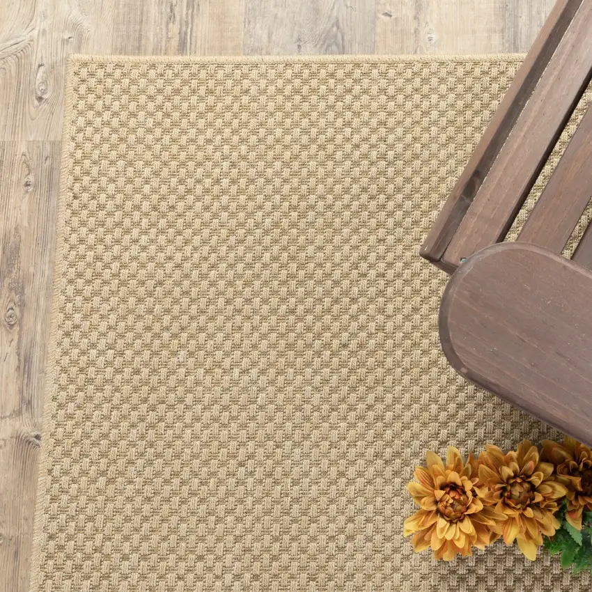 2'x8' Solid Sand Beige Indoor Outdoor Runner Rug Photo 7