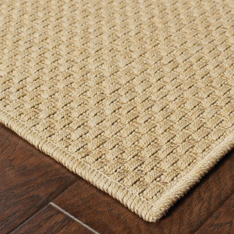 2'x8' Solid Sand Beige Indoor Outdoor Runner Rug Photo 4