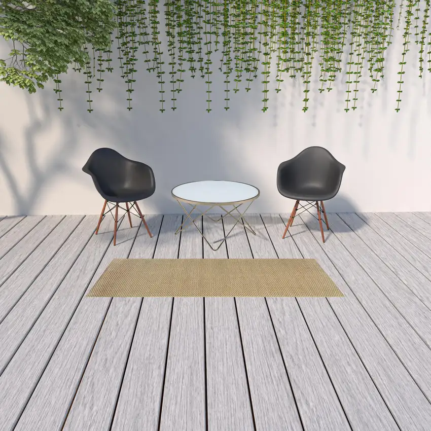 2'x8' Solid Sand Beige Indoor Outdoor Runner Rug Photo 10