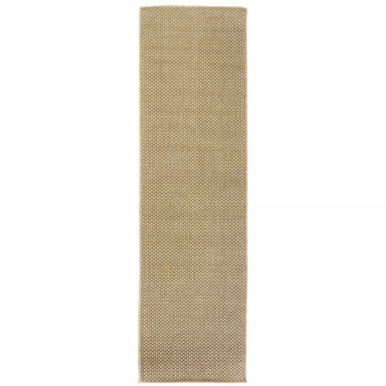 2'x8' Solid Sand Beige Indoor Outdoor Runner Rug Photo 1