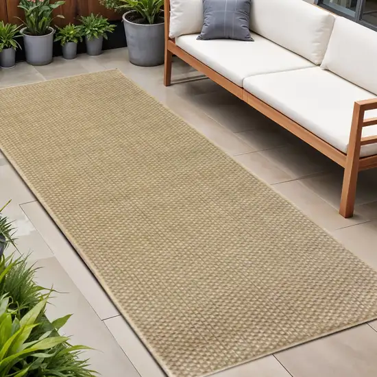 8' Beige Indoor Outdoor Runner Rug Photo 1