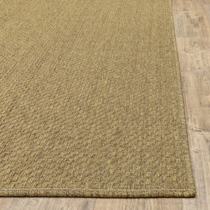 7'x10' Solid Tan Indoor Outdoor Area Rug Photo 8