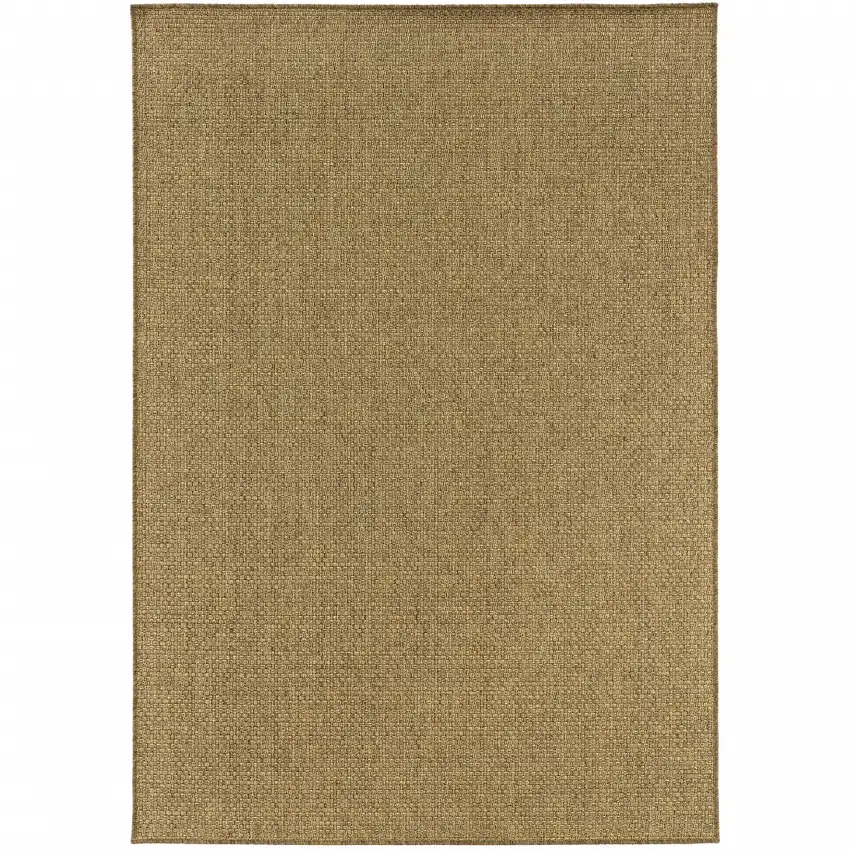 7'x10' Solid Tan Indoor Outdoor Area Rug Photo 1