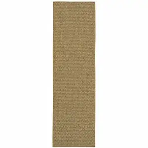 Photo of 2'x8' Solid Tan Indoor Outdoor Runner Rug