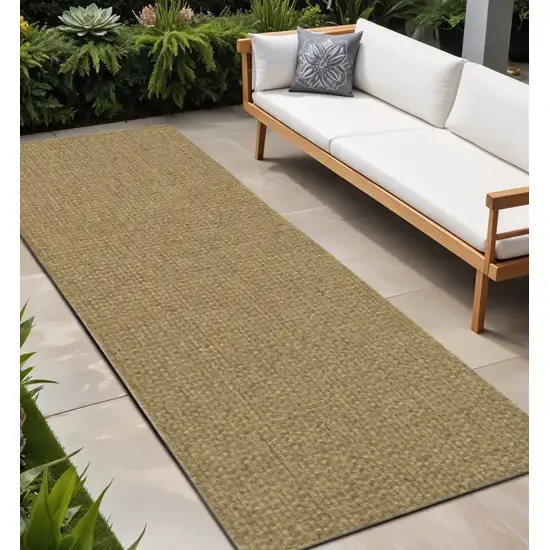 8' Tan Indoor Outdoor Runner Rug Photo 1