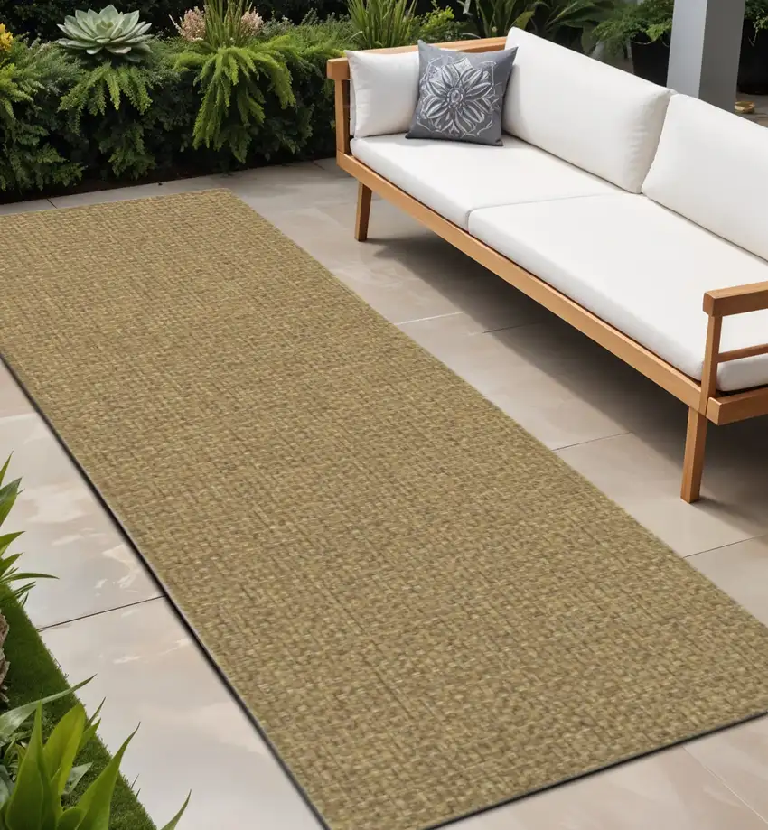 8' Tan Indoor Outdoor Runner Rug Photo 1
