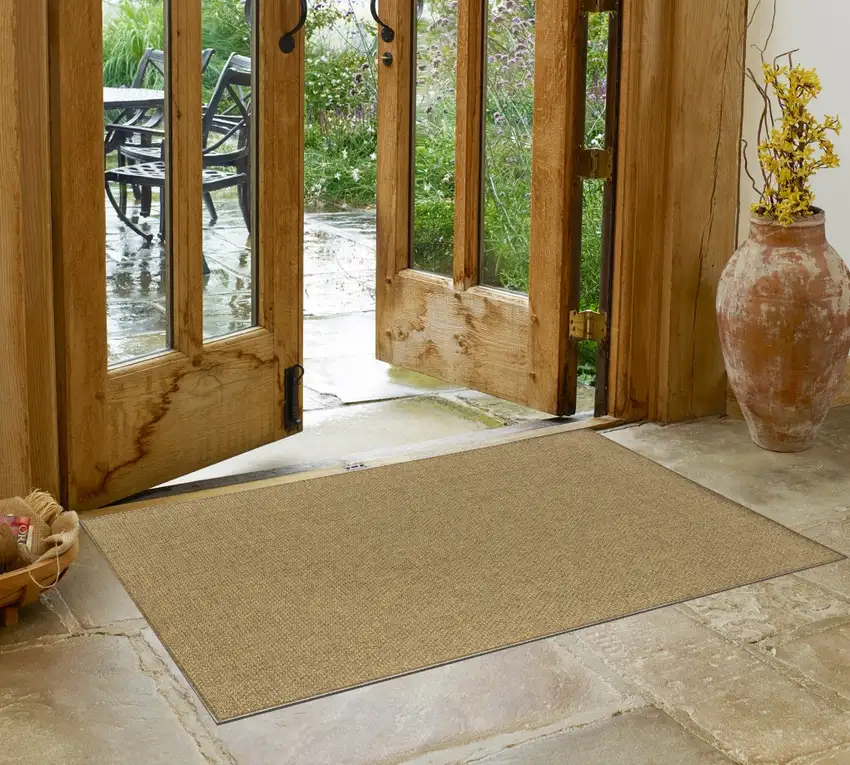 Tan Faux Seagrass Indoor Outdoor Area Rug Photo 1