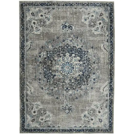 2' x 3' Teal Blue Medallion Power Loom Area Rug Photo 1