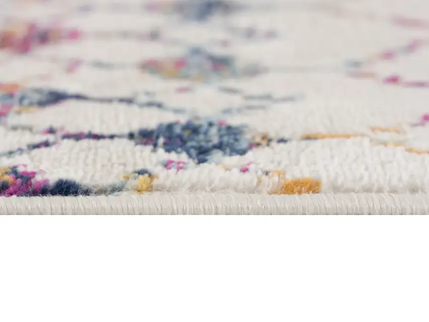 2' x 6' White Modern Geometric Grid Area Rug Photo 6