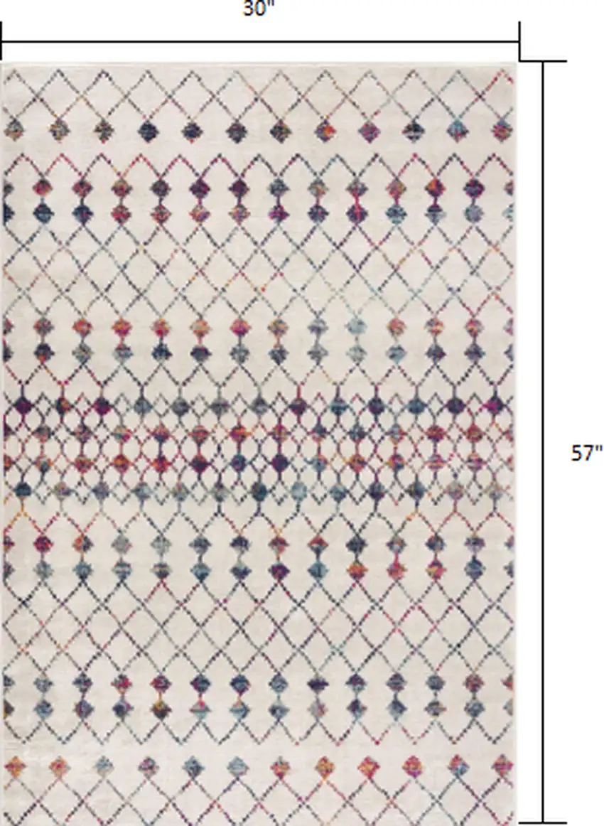 3' x 5' White Modern Geometric Grid Area Rug Photo 3