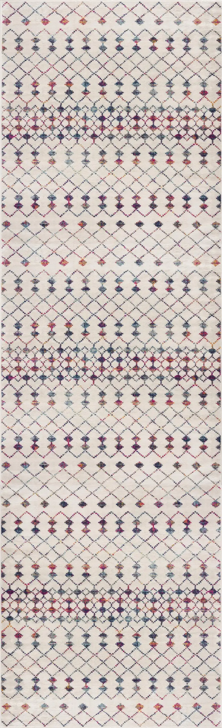 3' x 5' White Modern Geometric Grid Area Rug Photo 2
