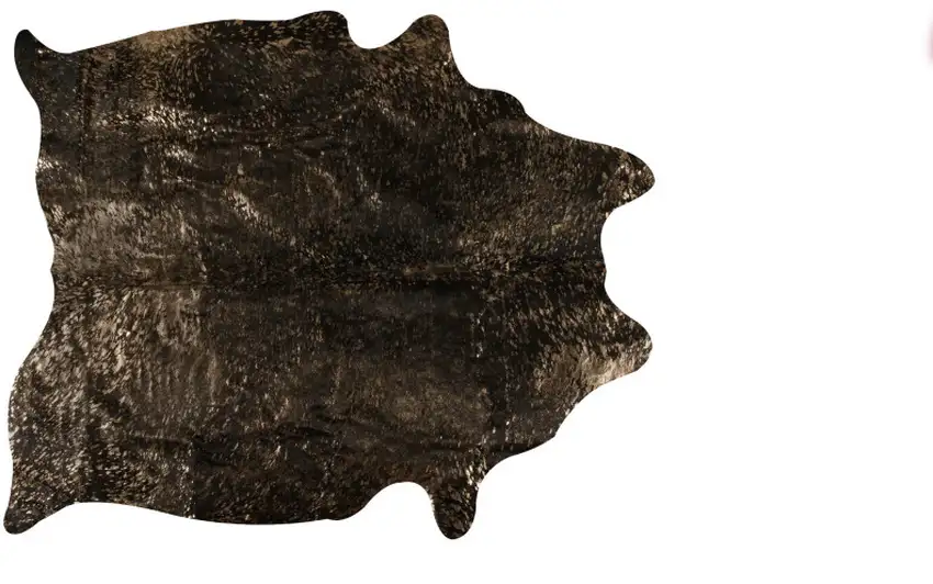 Black and Copper Gold Cowhide Hand Knotted Area Rug Photo 2