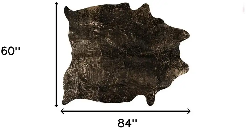 Black and Copper Gold Cowhide Hand Knotted Area Rug Photo 4