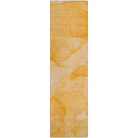 Orange Abstract Washable Non Skid Indoor Outdoor Runner Rug Photo 2