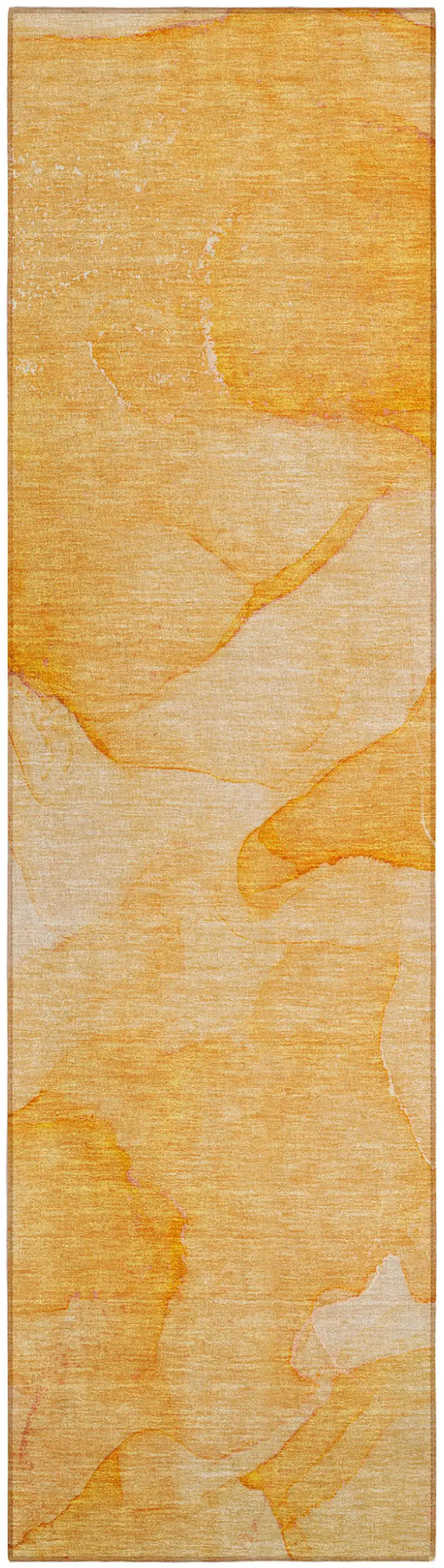 Orange Abstract Washable Non Skid Indoor Outdoor Runner Rug Photo 2