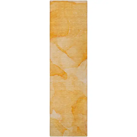 Orange Abstract Washable Non Skid Indoor Outdoor Runner Rug Photo 2