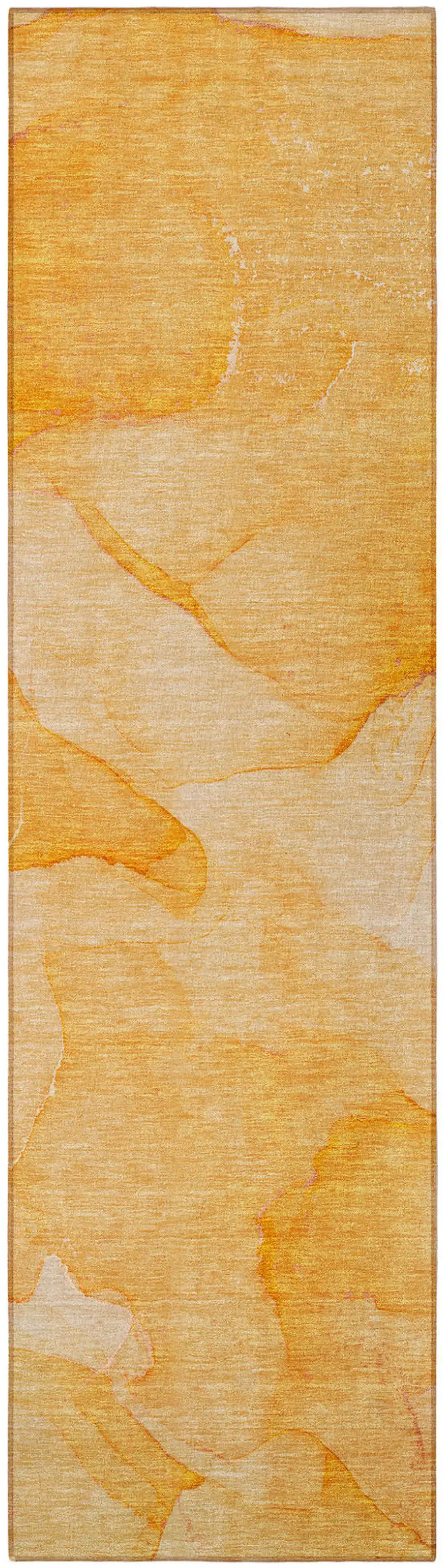 Orange Abstract Washable Non Skid Indoor Outdoor Runner Rug Photo 2
